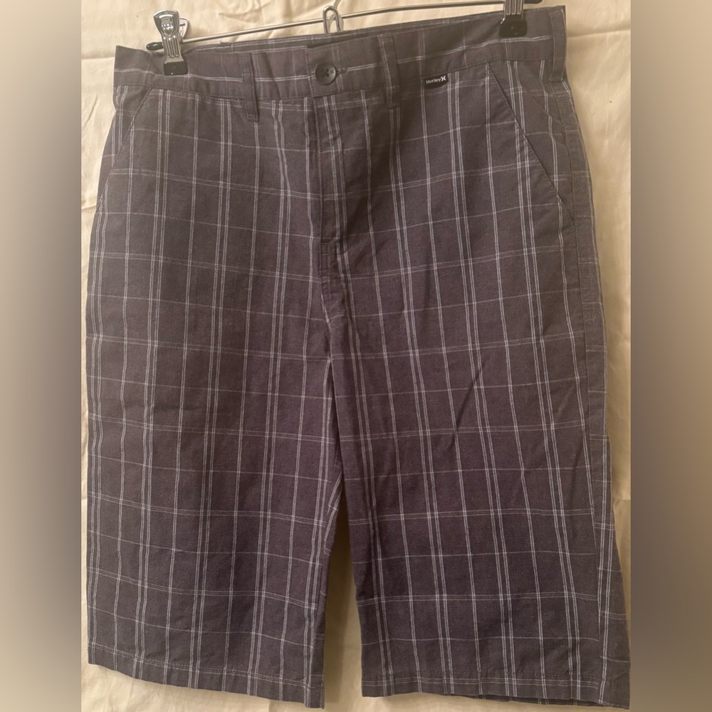 Hurley Gray Plaid Men's Flat Front Shorts